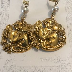 victorian angel earrings